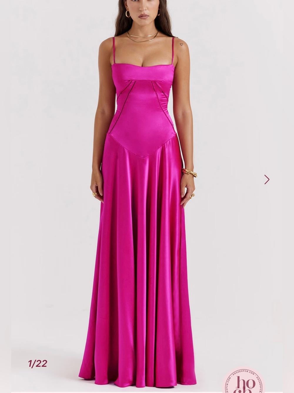 House of CB Anabella Maxi Dress Fuschia Pink Size Small Regular Cup A-C
